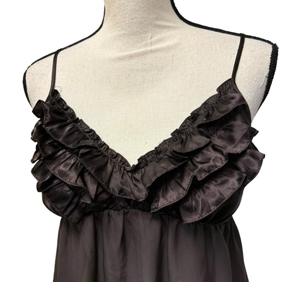 Y2k Fairy Brown Ruffle Sheer Slip Dress Mini Babydoll - Picture 2 of 7